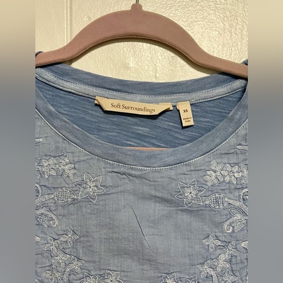 Soft surroundings Blue Embroidered Top Size XS - Picture 3 of 5